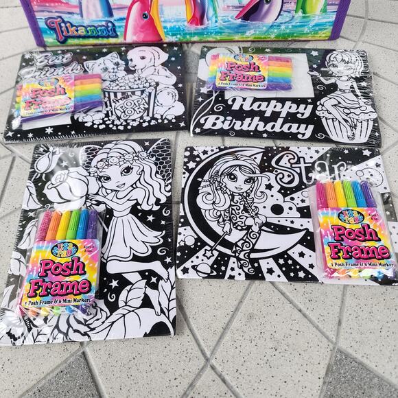 Lisa Frank Vibrant Multicolor Tikanni Wolf Art Activity Tri Fold Binder Set - Picture 2 of 13